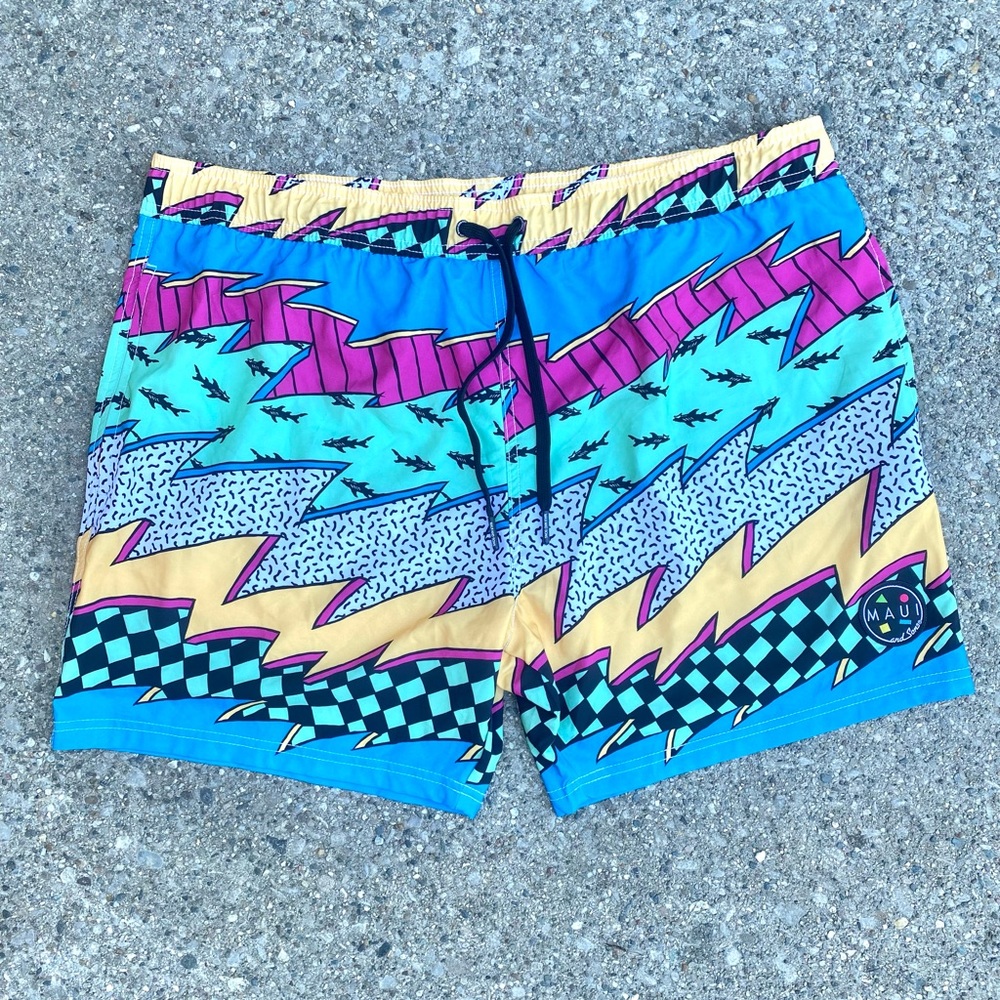Mens Maui And Sons Board Shorts Swim Surf Trunks XL Tropical Colour Block 104511